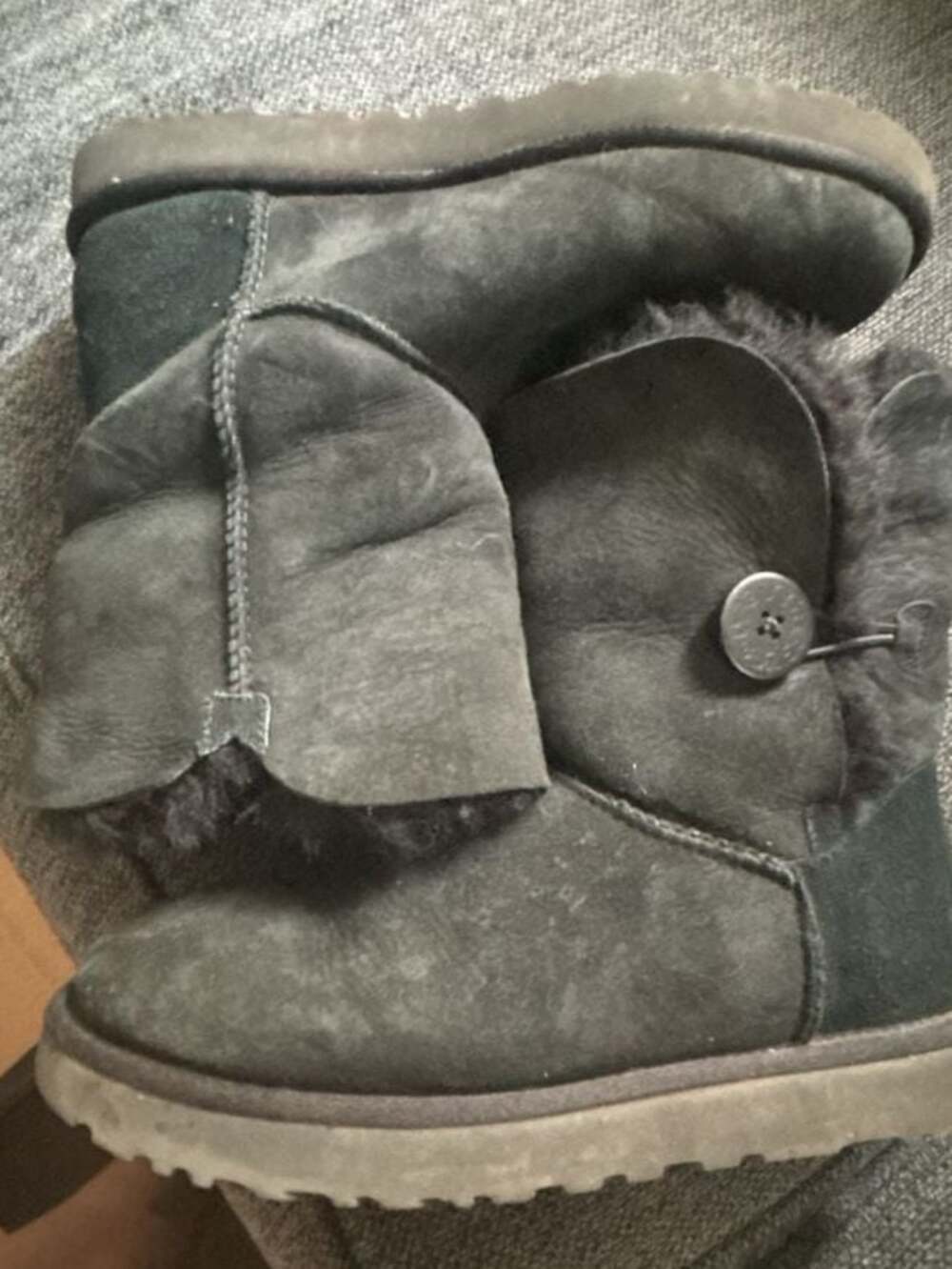 UGG Bailey Button Sheepskin Suede Winter Boots black